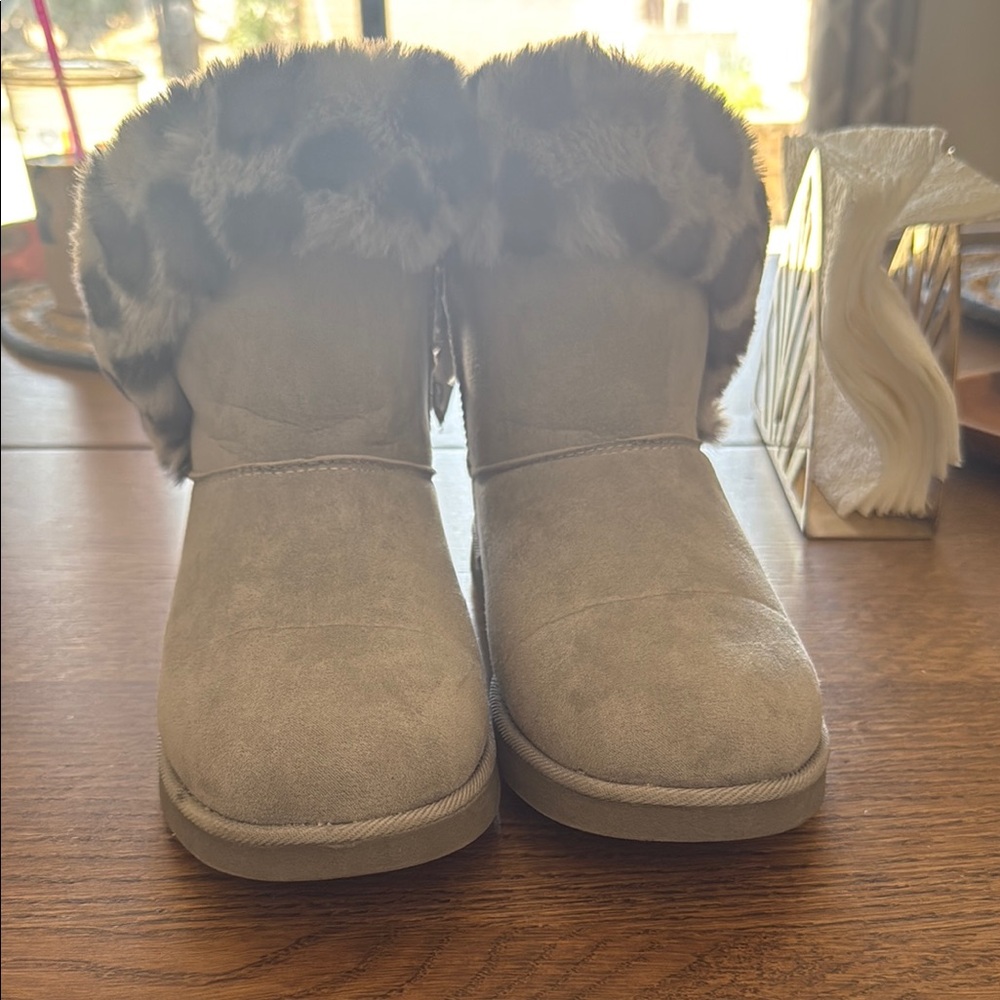 Gray Faux Fur Lined Boots
